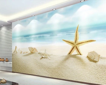 Beibehang papel de parede Personalizado mar azul praia estrela do mar Mediterrânico PLANO de fundo de parede sala quarto mural 3d papel de parede
