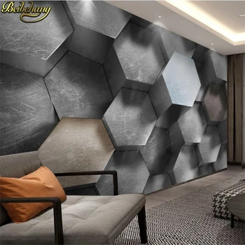 beibehang personalizado, o papel de parede do Hexágono, cinza, preto e branco, papel de parede moderno Europeu 3D industrial PLANO de fundo Art revestimento de parede