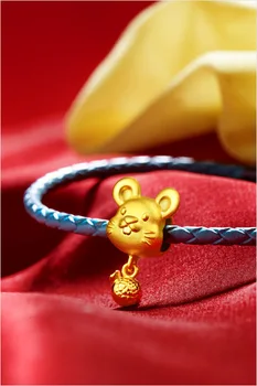 Benmingnian zodíaco rat pingente de ratos 3 d banhado a ouro colar Laos placer de ouro de transporte de esferas de jóias atacado 2