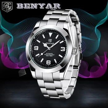 BENYAR Homens de Negócios Mecânica Relógios de pulso de Marca Top de Luxo Relógio de mergulho para os Homens de Aço Inoxidável Relógios Automáticos reloj hombre