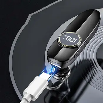 Bluetooth 5.2 Fone de ouvido Display LED IPX7 Impermeável Som Estéreo Único-Ear Fone de Ouvido Gancho para a Execução com Microfone de Mãos-Livres