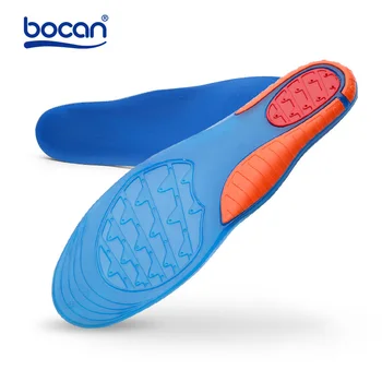 Bocan de gel palmilhas de alta qualidade esporte de choque de absorção de cuidados com os pés para a fascite plantar respirável palmilhas de ajuste para os homens/mulheres
