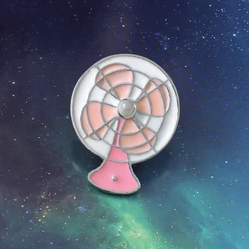Bonito dos desenhos animados retro cor-de-rosa mini ventilador liga de gotejamento broche de esmalte emblema brasão de acessórios para crachá de jóias amigo dom