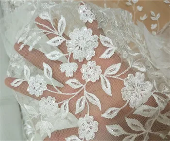 Bordado de Flores de Design francesa, Tule tecido do laço de vestuário de DIY 3