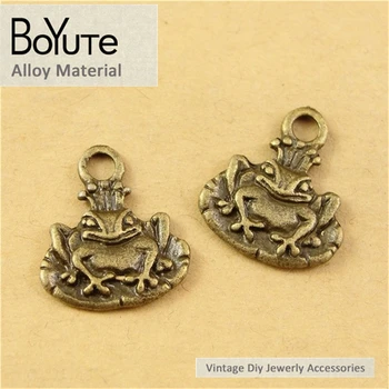 BoYuTe (60 Peças /lote) 15*16MM Antigo de Bronze, Metal Banhado Charme Sapo Animal Encantos para Fazer Jóias Diy feito à mão
