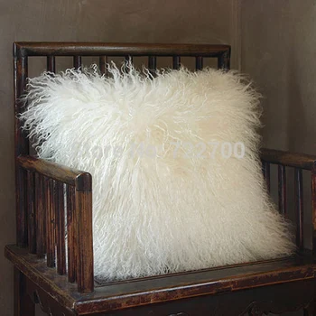 Branco mongol Pele fronha Vintage Capas de almofadas Para o Sofá Real Decorativos 1