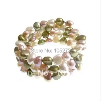 Branco Verde rosa 3-vertente pulseira de pérolas AA 5-8MM de Batata doce pulseira de pérolas de Moda pérola jóia nova frete grátis