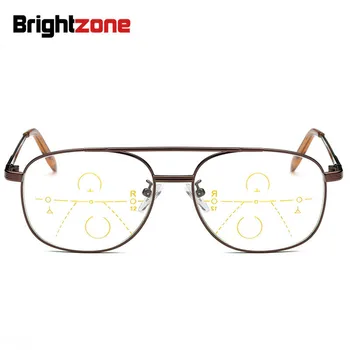 Brightzone Ver de Longe e de Perto Metal Cheio Rim Progressiva com Presbiopia Leitura Povos Antigos Ampliação progresivo Óculos de Armação de oculos 1