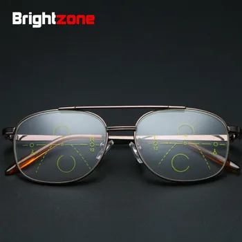 Brightzone Ver de Longe e de Perto Metal Cheio Rim Progressiva com Presbiopia Leitura Povos Antigos Ampliação progresivo Óculos de Armação de oculos 3
