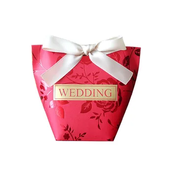 Caixa de presente de Casamento fontes de Festa de Impressão a Vermelho 'CASAMENTO' de Papel Caixa de Doces para Casamento, Decoração de Caixas de Chocolate de Embalagem