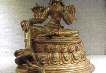 canção voge gem S1519 Tibete templo roxo Bronze, Cobre, Dourada, Verde TaRa Kwan-Yin GuanYin Estátua de Buda 2