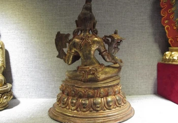 canção voge gem S1519 Tibete templo roxo Bronze, Cobre, Dourada, Verde TaRa Kwan-Yin GuanYin Estátua de Buda 4