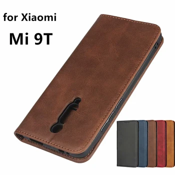 Capa de couro Para o Xiaomi Mi 9T Mi9T Xiaomi 9T Flip caso do titular do cartão de Cinturão Magnético de atração Caso de Cobertura de Carteira de Caso