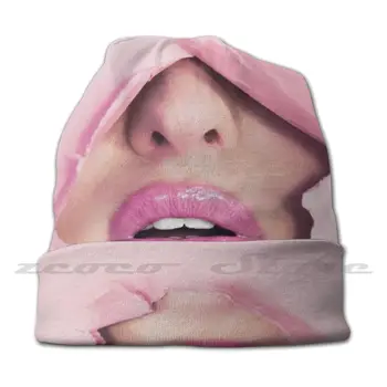 Cara Da Beleza Pink Pout Chapéu De Malha De Cobertura Cap Suave Elasticidade De Esportes Ao Ar Livre Lazer Feminino Pout Rasgado Batom Lábios Maquiagem Rosa 1