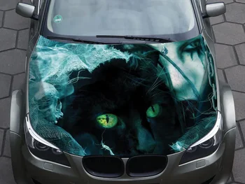 carro capota gato autocolante em vinil autocolante envoltório decalque caminhão decalque, gráfico de caminhão capa decalque Carro animais de arte personalizada