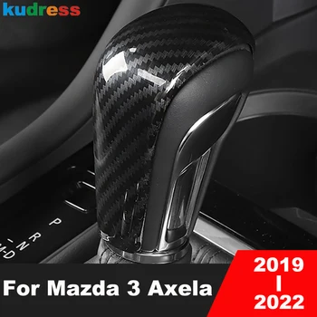 Carro De Mudança De Marcha Cabeça De Botão Tampa De Acabamento Para Mazda 3 Axela 2019 2020 2021 2022 Fibra De Carbono Acessórios De Decoração Engrenagem Cobre O Adesivo