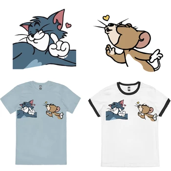 Cartoon Anime Mouse Amor de Gato, de Ferro-Transferências para Roupas Thermoadhesive Manchas na Roupa Flex Fusível Patch Térmica Adesivo