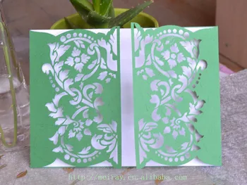 cartões de convite verde,corte a laser, cartões de casamento convites verde