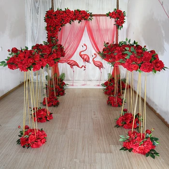 Casamento Cenários Adereços De Ouro Tripé Estrada Levar Ferro Forjado Quadro De Simulação De Casamento Floral Decoração Layout Da Área De Stand De Flores
