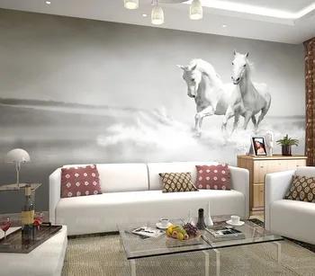 Cavalo cavalo grande mural de papel de parede de televisão Europeia do plano de fundo do sofá quarto papel de parede Personalizado Tamanho