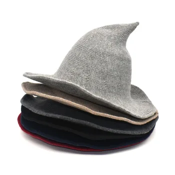 Chapéu de bruxa Homens E Mulheres de Lã de Pescadores Tampa de Malha de Moda Cor Sólida Aba do Chapéu Namorada de Presente De Chapéus do Partido, Assistente de chapéu