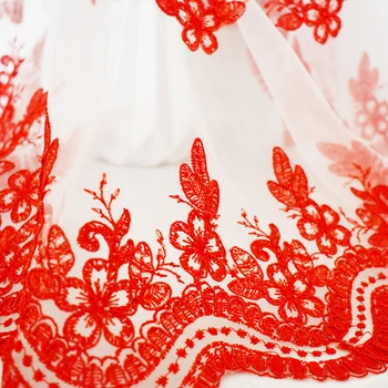 Chinês Vermelho Festiva Rodada 80cm de Renda Bordado Pequena Toalha de mesa Varanda Quarto com Sala de estar de Casamento Decoração Festa Decoração 3