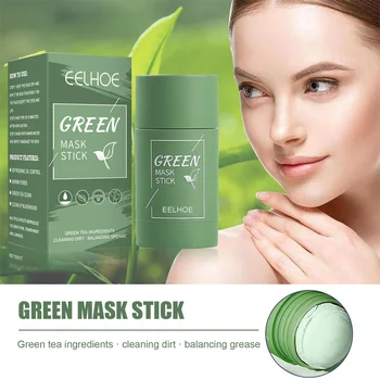 Chá Verde Sólido Máscara De Cara De Pau De Acne Tratamento De Controle De Óleo Encolher Poros Removedor De Cravo Limpeza Profunda Purificar Produto De Cuidado De Pele 5