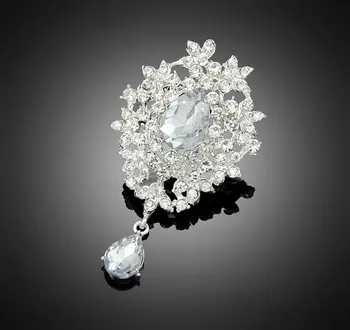 Claro Cristal de Diamante Strass queda de Pinos Broche Para as Mulheres Românticas de Casamento da Dama de honra Broches Festa Buquê AE091 1