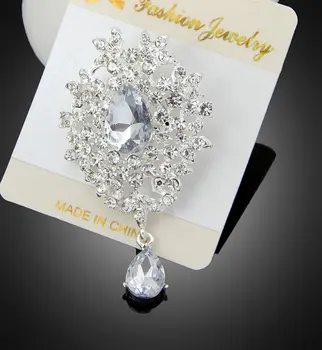 Claro Cristal de Diamante Strass queda de Pinos Broche Para as Mulheres Românticas de Casamento da Dama de honra Broches Festa Buquê AE091 2