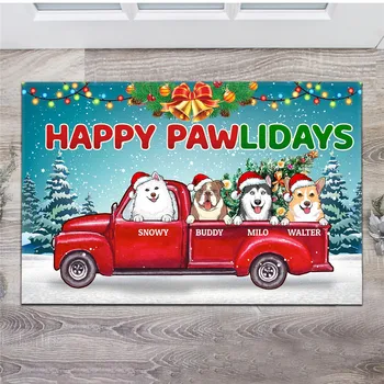 CLOOCL Festival de Tapetes Gráfico 3D Feliz Pawlidays Engraçado Capachos de Natal Espreitar Cães Decorativos Tapete de boas-Vindas Drop Shipping