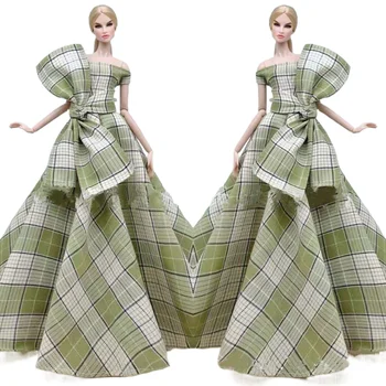Clássico Verde em Xadrez de Vestido de Noiva para a Boneca Barbie com Roupas da Princesa Vestido de Festa Vestidos com Roupas de 11,5