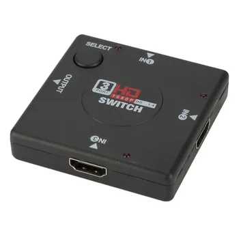 Compatível com HDMI Splitter 3 Em 1 Out Comutador de 3 Porta de Hub, Caixa de mudança Automática de 3x1 1080p HD 1.4 para HDTV XBOX 360 PS3 1
