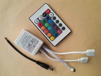 Controlador LED de Infravermelho 24 Teclas de Dupla Carga de Luzes Coloridas, com Dois-Dois-fio Multi-modo Controlador DC, com Linha de