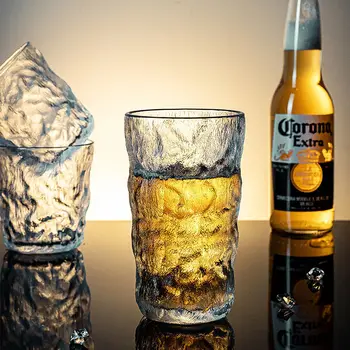 Copinhos de vidro geleira cachoeira textura transparente simples de moda vinho tinto, conhaque, vodka, whisky, tequila Bebidas de cocktail condições para copos de café 3