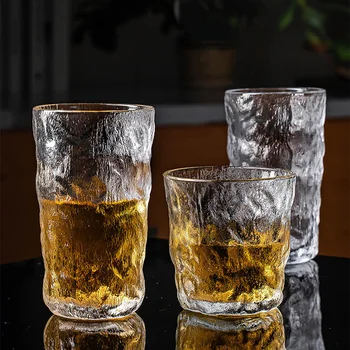 Copinhos de vidro geleira cachoeira textura transparente simples de moda vinho tinto, conhaque, vodka, whisky, tequila Bebidas de cocktail condições para copos de café 4