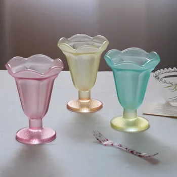 Copo De Vidro Fosco Fazer Sundae Fazer Vintage/copo Frio Da Bebida Smoothie Shake Copa Copos ou taças de Vinho Copo de Coquetel