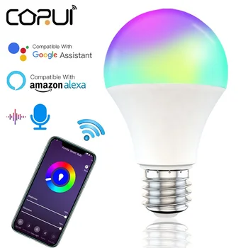 CORUI 15W wi-Fi Smart Luz do Bulbo E27 B22 Dimmable RGB+CCT Inteligente Lâmpada de Controlo de Voz Alexa Inicial do Google Ampola do Diodo Inteligente