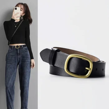 Couro genuíno Cintos de Fivela de Cinto de moda Feminina puro de vaca couro jeans de Cintura Cintos de Luxo Designer 1