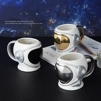 Creative 3d Caneca de Capacete de Astronauta Modelagem Copa de Aviação Chapéu Caneca de Cerâmica Xícara de Café de Grande Capacidade Copo de Água Canecas de Café 1
