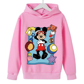 Crianças Hoodies Mickey Mouse Minnie mouse Camisola de Menino Roupas Tops de Manga Longa Bonito Filhos Primavera Traje Meninas Roupa 3
