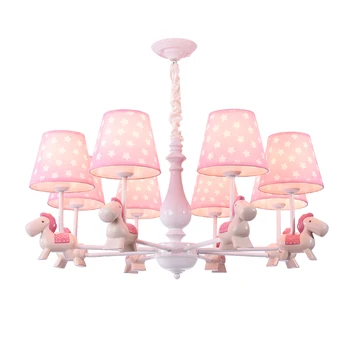 Crianças lustres, luzes da sala de estar decoração casa moderna lustre para quarto de bebê decoração do quarto cor-de-rosa cavalo de luces led brilho 0