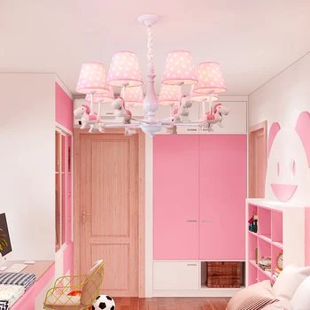 Crianças lustres, luzes da sala de estar decoração casa moderna lustre para quarto de bebê decoração do quarto cor-de-rosa cavalo de luces led brilho 1