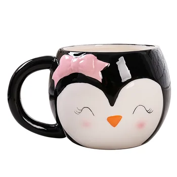 Criativo Penguin Taça de Cerâmica Bonito dos desenhos animados de Animais Canecas para Crianças, pequeno-Almoço Leite Copa do Office Copos de Chá