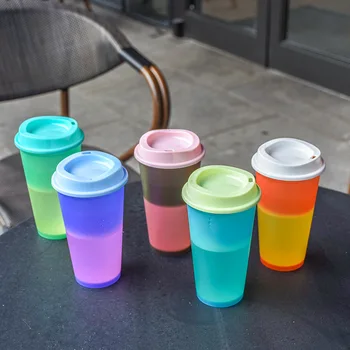 Criativo Termocrômico Copo de Bebida Quente Copa 16oz Café Quente Copa do PP Copo de Plástico Podem Ser Personalizados de Garrafa de Água de