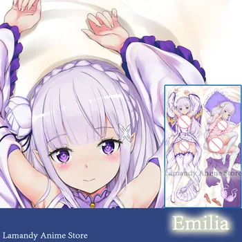 Dakimakura Fronha Emilia Re:Zero Anime Dupla Face Impressão Fronha Vida Tamanho Do Corpo Fronha