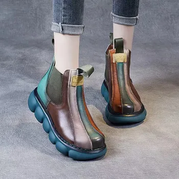 De Alta Qualidade Do Plutônio Feitiço Cor De Costura Mulheres Botas Da Moda Botas De 2022 Temperamento Elegante De Espessura Inferior Aumento De Sapatos Romano Botas 3