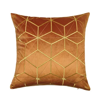 De Férias moderno, fronha de Abóbora Bordados Geométricos Laranja de Ouro Linhas de Veludo Decorativa da Casa 45x45cm Interior Pack 1 Peça 3