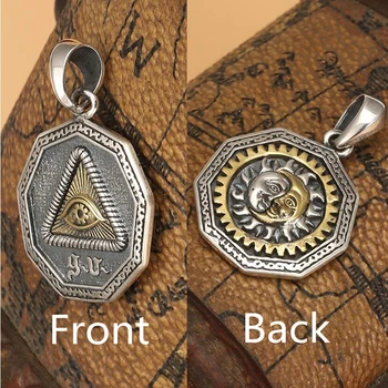Declaração de moda Vintage Triangular Maçônicos o Olho da Providência Homens Geométrica do Pingente de Aço Inox Atacado 0