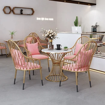 Design moderno Cadeira de Jantar à Espera de Veludo Lazer cor-de-Rosa de Maquiagem, Sala de Jantar Macia Cadeira com Encosto Café Mesa Alta Bar Mobiliário