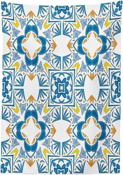 Design Étnico Toalha de mesa Tunisian Mosaico com Azulojo Influência espanhola Retro trabalhos artísticos Inspirados na Sala de Jantar, Cozinha Tampa de Tabela 1